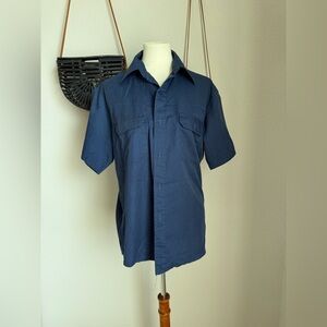 Vintage Sears Work Leisure Blue Button Down Collared Shirt, Size Medium 15,15.5